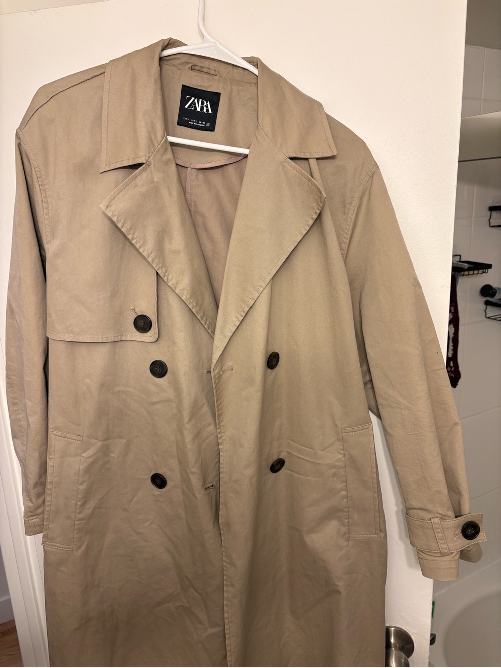 ZARA Beige Double-Breasted Trench Coat